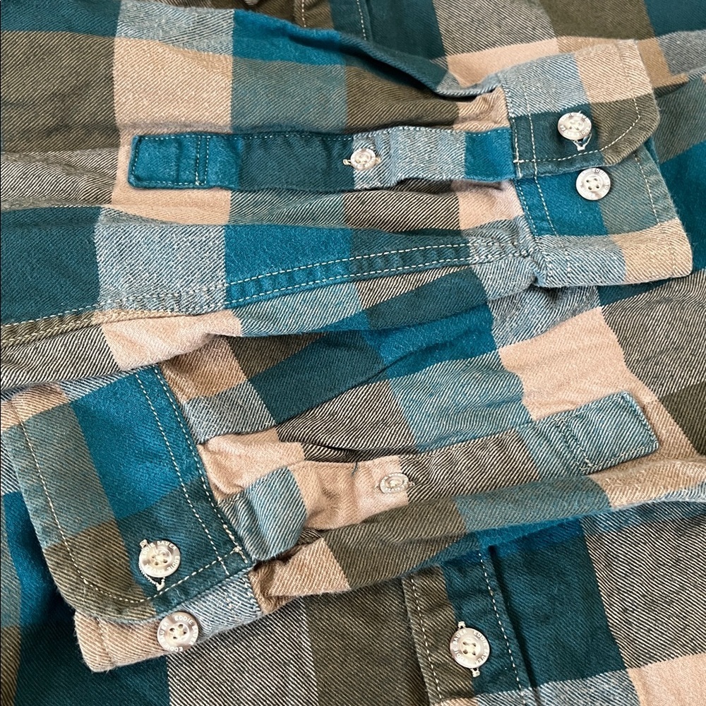 Eddie Bauer Classic Fit Plaid Button Down Shirt Blue/Tan Size XL Tall - Picture 7 of 7